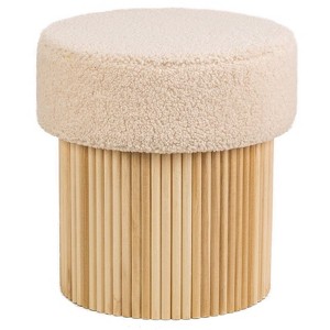 Nordlys Velvet Pouf with Storage Vintage Style Upholstery Living Room - 1 of 4