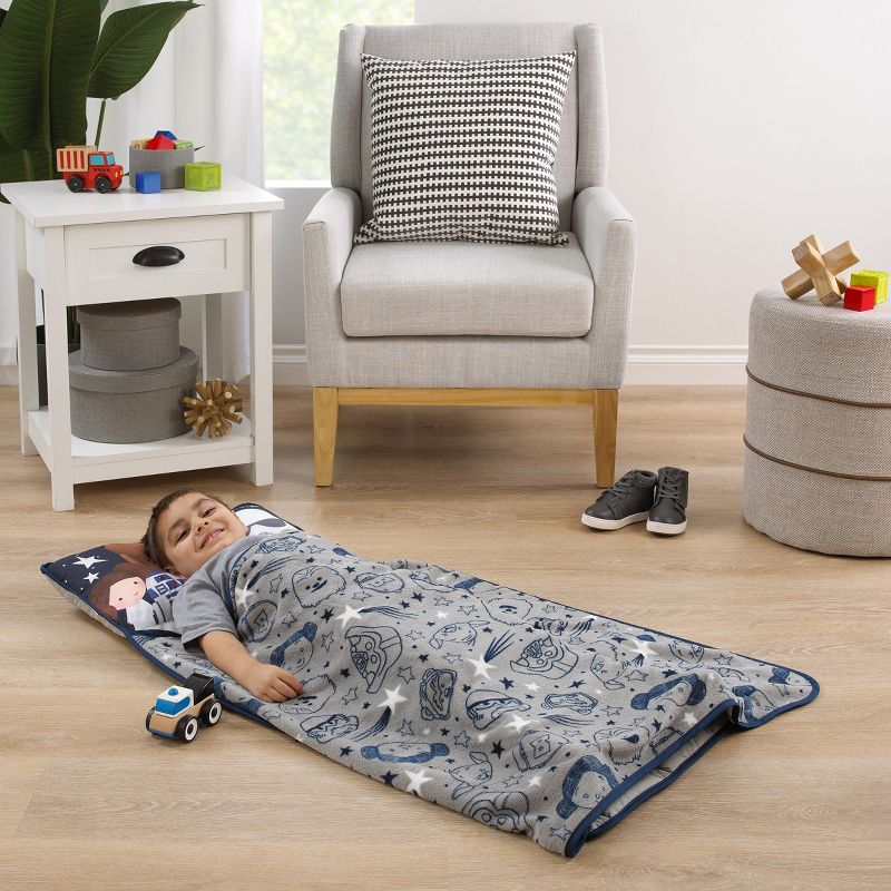 Star Wars Welcome to the Galaxy Navy and Gray Princess Leia, R2-D2, Chewbacca, Yoda, and Darth Vader Toddler Nap Mat, 4 of 10