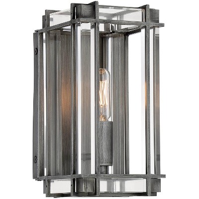 Minka Lavery Industrial Wall Light Sconce Antique Nickel Hardwired 5" Fixture Clear Acrylic Shade for Bedroom Bathroom Living Room