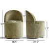Set of 4 Chenille Dining Chairs with Casters, Upholstered Barrel Chairs, Rolling Seats for Kitchen or Round Dining Table-Maison Boucle - 4 of 4