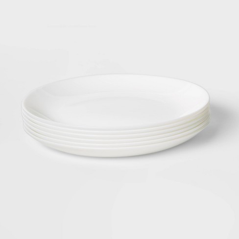 MR.R Sets of 6 Sublimation Blanks White Ceramic Flat Plate with  Stand,Porcelain Plates. 10 inch Round Dessert or Salad Plate, Lead-Free,  Safe in