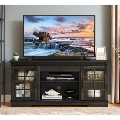 NicBex TV Stand for 65 Inch TV,TV Entertainment Center with 2 Sliding Fluted Glass Tempered Doors,TV Console Table for Living Room