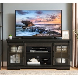 NicBex TV Stand for 65 Inch TV,TV Entertainment Center with 2 Sliding Fluted Glass Tempered Doors,TV Console Table for Living Room - 1 of 4