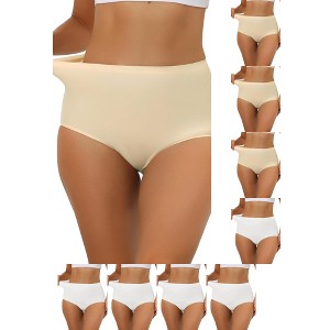 INSPIRE CHIC Women's Elastic High-Waisted Unlined Breathable No-Show Hipster Underwear 9 Packs - 1 of 4