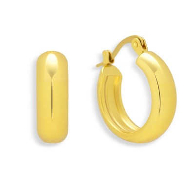 EVRY JEWELS WATERPROOF Gold or Silver Plated Stainless Steel Chunky Dome Hoop Earrings