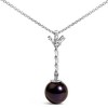 .925 Silver 8mm Black Pearl and Created White Sapphire Pendant Pendant Necklace - 2 of 4