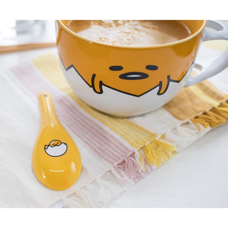 Silver Buffalo Sanrio Gudetama Ceramic Soup Mug With Spoon | Holds 24 Ounces, 3 of 7