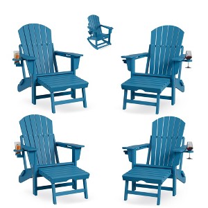 Folding Adirondack Rocking Chair With Footrest, Adirondack Rocking Chair Outdoor With Retractable Ottoman and Cup Holder, Rocking Adirondack Chairs - 1 of 4