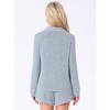 INSPIRE CHIC Women's Loungewear Button Up Drawstring Contrast Edging Notch Collar Long Sleeve Shorts Lounge Set  with Pockets - 4 of 4