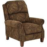 Kensington Hill Beaumont Warm Brown Paisley Patterned Fabric Recliner Chair Comfortable Push Manual Reclining Footrest for Bedroom Living Room Reading