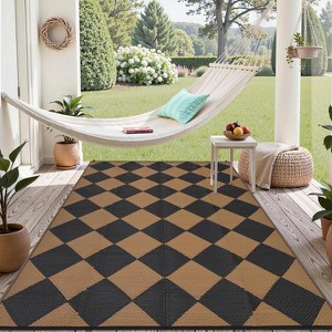 Waterproof Reversible Outdoor Rug - Lightweight, Foldable, Easy Clean for Patio, Camping, Pool & Beach - 1 of 4