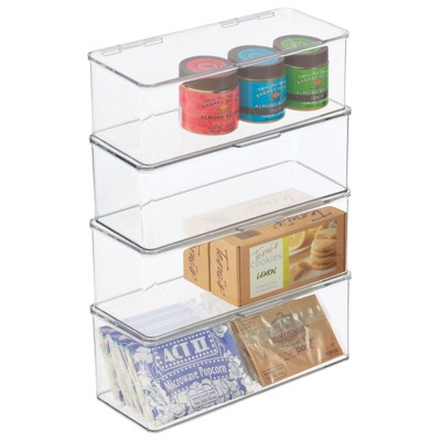 mDesign Kitchen Pantry/Fridge Storage Organizer Box - Hinged Lid