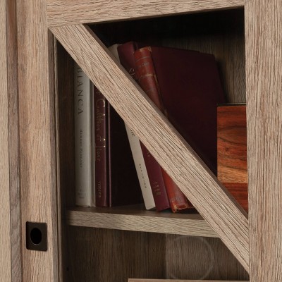 Brushed Oak China Cabinet with Safety-Tempered Glass Doors