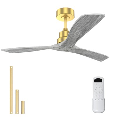 Sofucor Gold 52 Inch Ceiling Fan Solid Wood Ceiling Fan with Remote High CFM High Airflow Quiet DC Motor 6 Speeds Reversible for Bedroom