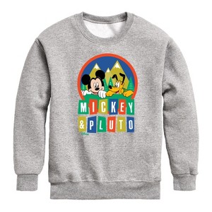 Boys' - Disney - Mickey And Pluto Graphic Long Sleeve Fleece Sweatshirt - 1 of 4
