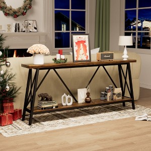 VYNXARIA 70.9" Extra Long Sofa Table, Console Behind Sofa, Entryway Table with Storage Shelves for Hallways, Living Rooms,Foyers,Entryways, Brown - 1 of 4