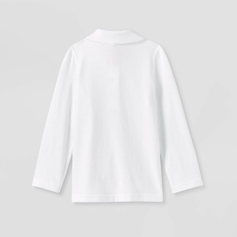 Toddler Girls' Adaptive Long Sleeve Polo Shirt - Cat & Jack™ White , 2 of 4