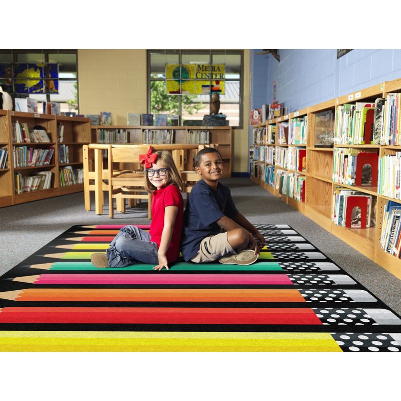 7'6"x11' Rectangle Indoor and Outdoor Pencils Nylon Accent Rug Multicolored - Flagship Carpets, 3 of 7