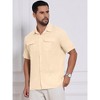 INSPIRE CHIC Men's Solid Short Sleeve Button Down Chest Pockets Linen Shirt - 4 of 4