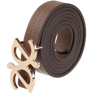INSPIRE CHIC Women Reversible Faux Leather 0.7" Width Jacquard with Gold Buckle Belts 1Pc - 1 of 4