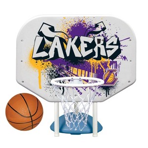 Poolmaster Graffiti Collection NBA LA Lakers Rebounder Poolside Hoop Set Durable All-Weather Base - 1 of 4