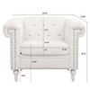 CAVINAS Velvet Accent Chair with Mid-Height Backrest and Gourd Shaped Wood Leg,Upholstered Living Room Chairs,Reading Chairs for Living Room - 3 of 4