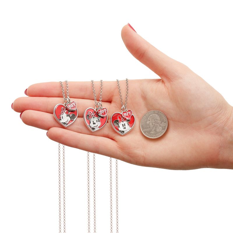 Disney Girls Minnie Mouse Best Friends Necklaces with BFF Charm and Minnie Mouse Pendant, Set of 3, 4 of 6