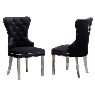 NicBex Set of 4 Dining Chair Upholstered Tufted Button Backrest Kitchen Chairs with Nailhead Trim for Kitchen,Dining Room
