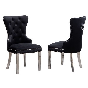 NicBex Set of 4 Dining Chair Upholstered Tufted Button Backrest Kitchen Chairs with Nailhead Trim for Kitchen,Dining Room - 1 of 4