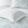 Sapphtopaz 4 Piece Comforter Set Ocean Style Cotton Fresh Simple Seafoam Seashell Embroidered Details Cotton Oversized Quilt Set, White - 2 of 4