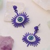 SOHI Women's Amerthyst Purple The Evil Eye's Ray Drop Earrings - 2 of 4