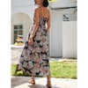 Womens Spaghetti Straps Summer Dresses Floral Sleeveless Beach Dress V Neck Drawstring High Waist A Line Casual Maxi Dress - 2 of 3