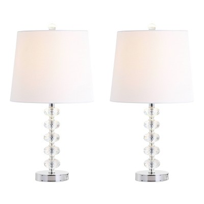 22" (Set of 2) Kevin Glass/Metal Table Lamp (Includes LED Light Bulb) Clear/Chrome - JONATHAN Y