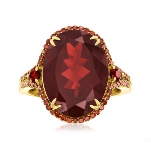 Ross-Simons 11.20 ct. t.w. Garnet and .36 ct. t.w. Red Diamond Ring in 14kt Yellow Gold - 1 of 4
