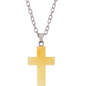 Natural Stone Cross Necklace Charm Cross Birthstone Pendant Quartz Healing Crystal Jewelry - 1 of 4
