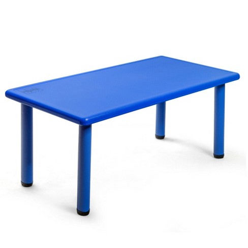 Costway Kids Plastic Rectangular Learn And Play Table Playroom Kindergarten Home Blue Target