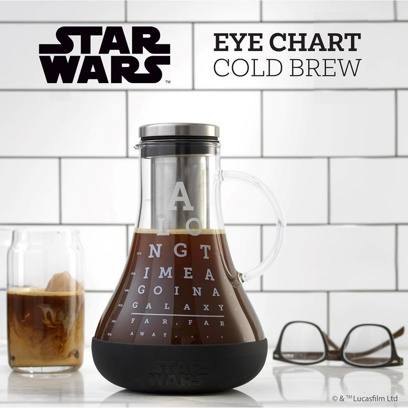 JoyJolt Star Wars Eye Chart Airtight Cold Brew Iced Coffee Maker 48 oz Non-Slip Silicone Base Glass Pitcher, 4 of 7