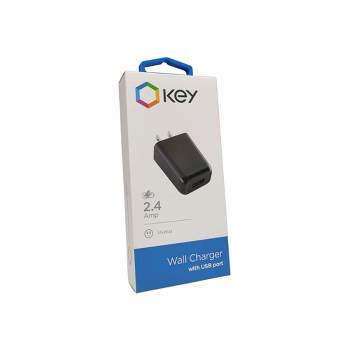 KEY 2.4A Wall Charger for Phones and Tablets (AC ONLY) Universal Home Charger