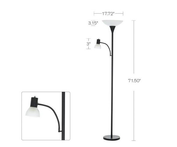 Reading Light Floor Lamp Black (Lamp Only) - Cresswell Lighting