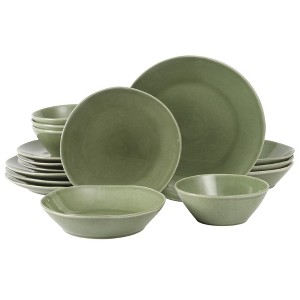 Bloomhouse Montecito Breeze 16 Piece (Service for 4) Double Plates and Bowls Stoneware Reactive Glaze Dinnerware Set - 1 of 4