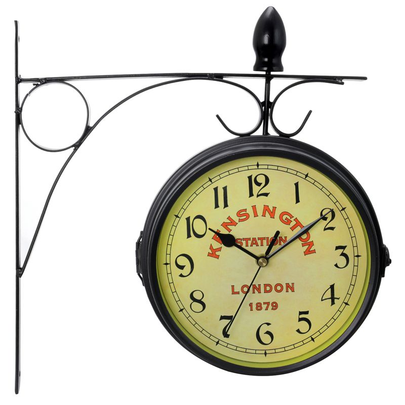 Bedford Clock Collection Double Sided Wall Clock Vintage Antique-Look Mount Station Clock, 1 of 5