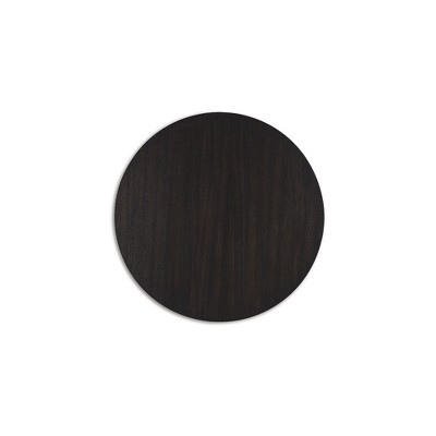Dark Brown Round Geometric Wood End Table