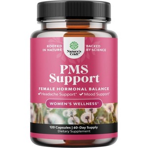 Herbal PMS Support Capsules for Women, PMS Relief for Energy, Mood, Period Cramps, Bloating Relief, Menstrual Hormonal Balance, Nature's Craft, 120ct - 1 of 3