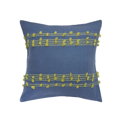 carol & frank 22" X 22" Tabb Indigo & Citron Throw Pillow