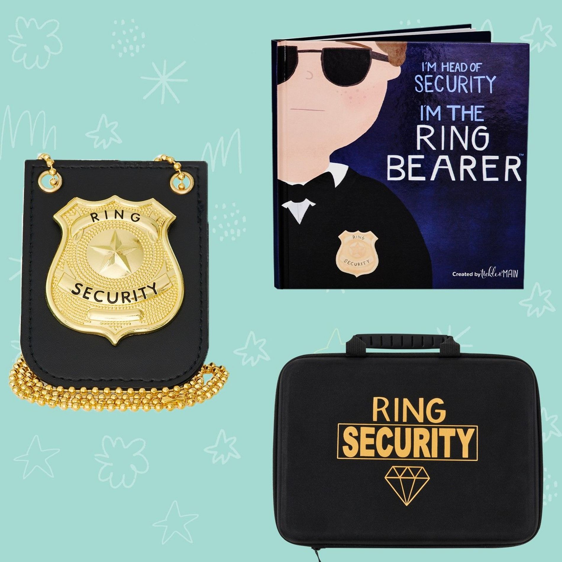 Tickle & Main Ring Bearer Gift Set - Includes Book, Badge, and Wedding Ring Security Briefcase