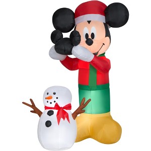 Gemmy Animated Airblown Inflatable Mickey Putting Hat on Snowman Scene Disney, 6 ft Tall - 1 of 4