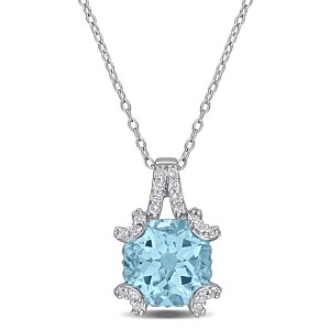 EVERLY JEWELRY | Sterling Silver 6ct TGW Sky Blue Topaz and White Topaz Pendant with Chain, 18 inc - 1 of 4