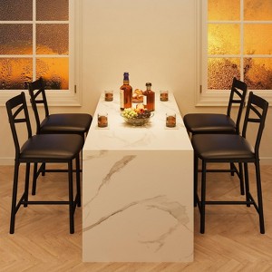 Bar Stools Set of 2/4, 26 Inch Upholstered Bar Stools with Back, Thick Cushion, Counter Height Bar Stairs for Kitchen Island Apartment - 1 of 4