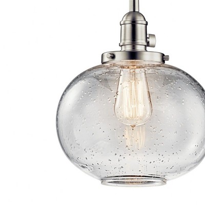 Avery 9.75" Brushed Nickel Mini Pendant with Clear Seeded Glass