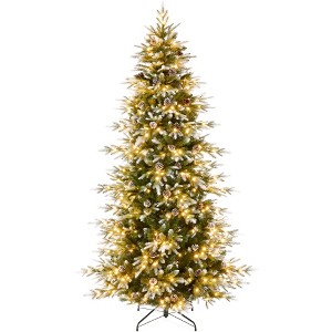 Best Choice Products Pre-Lit Artificial Flocked Aspen Noble Fir Christmas Tree w/ Branch Tips, LED Lights - 1 of 4